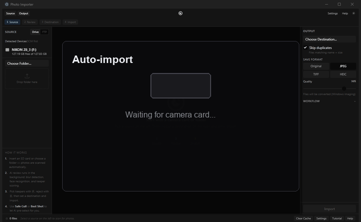 Auto-import from card detection demo